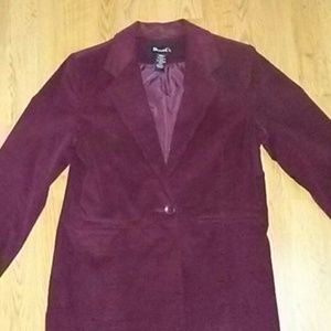 Denim & Company Womens Corduroy Blazer - Burgundy